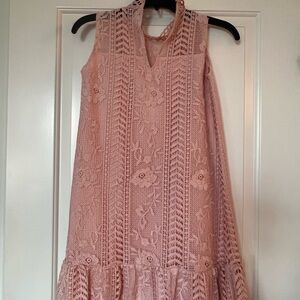 Blush pink lace dress